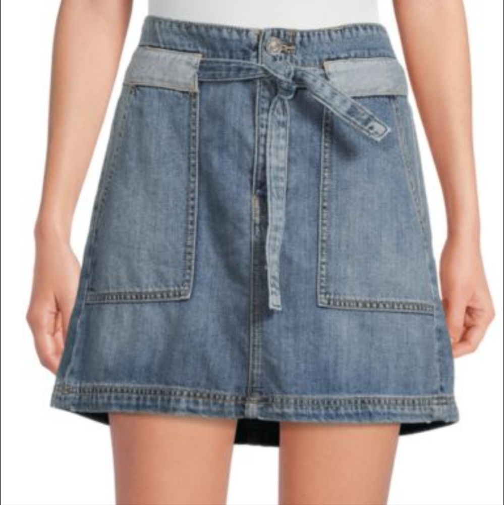 HUDSON Belted Denim A‎ Line Skirt sz 29 NWT